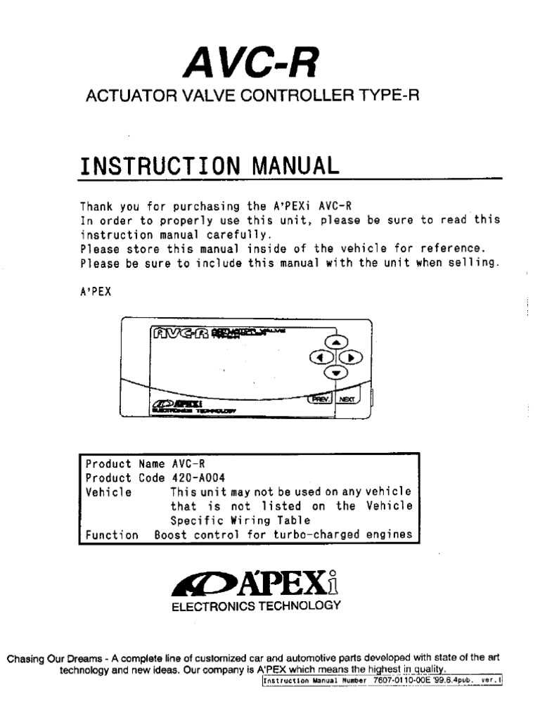 apexi avcr instruction manual