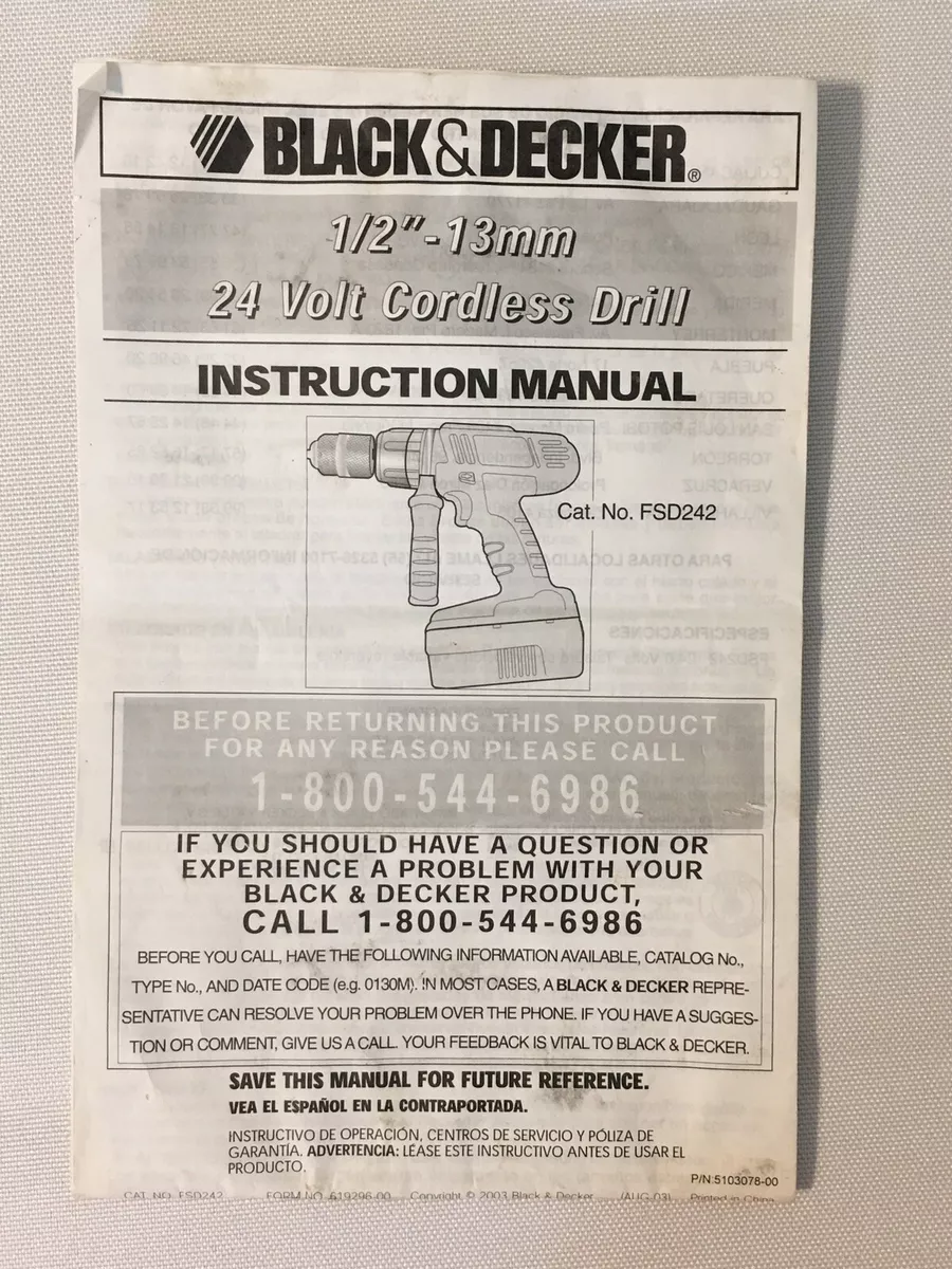 black and decker drill instruction manual