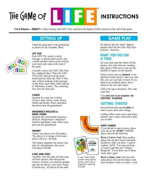 board instruction manual new game of life rules