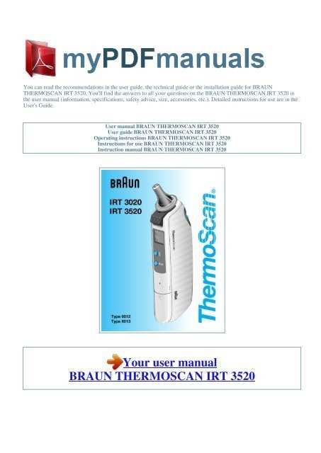 braun thermoscan instruction manual