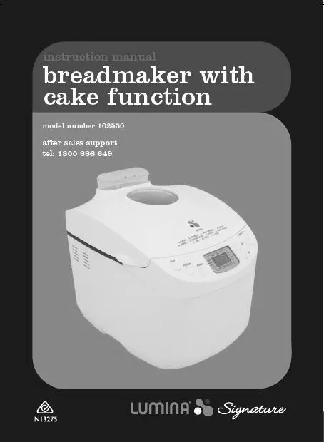 bread machine instruction manual