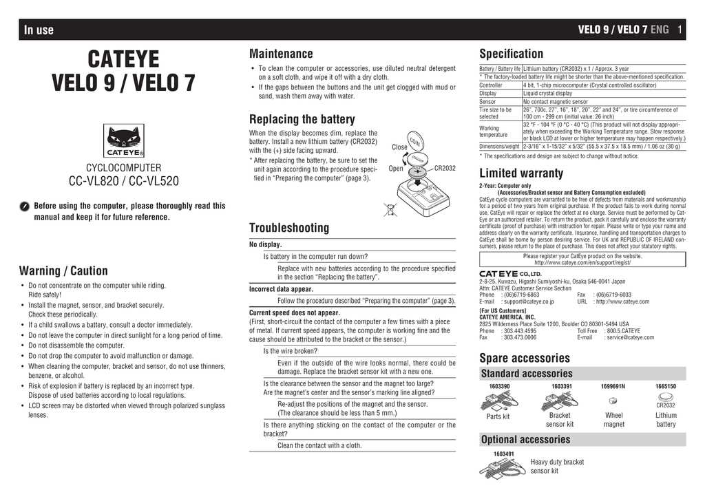 cateye velo 2 instruction manual