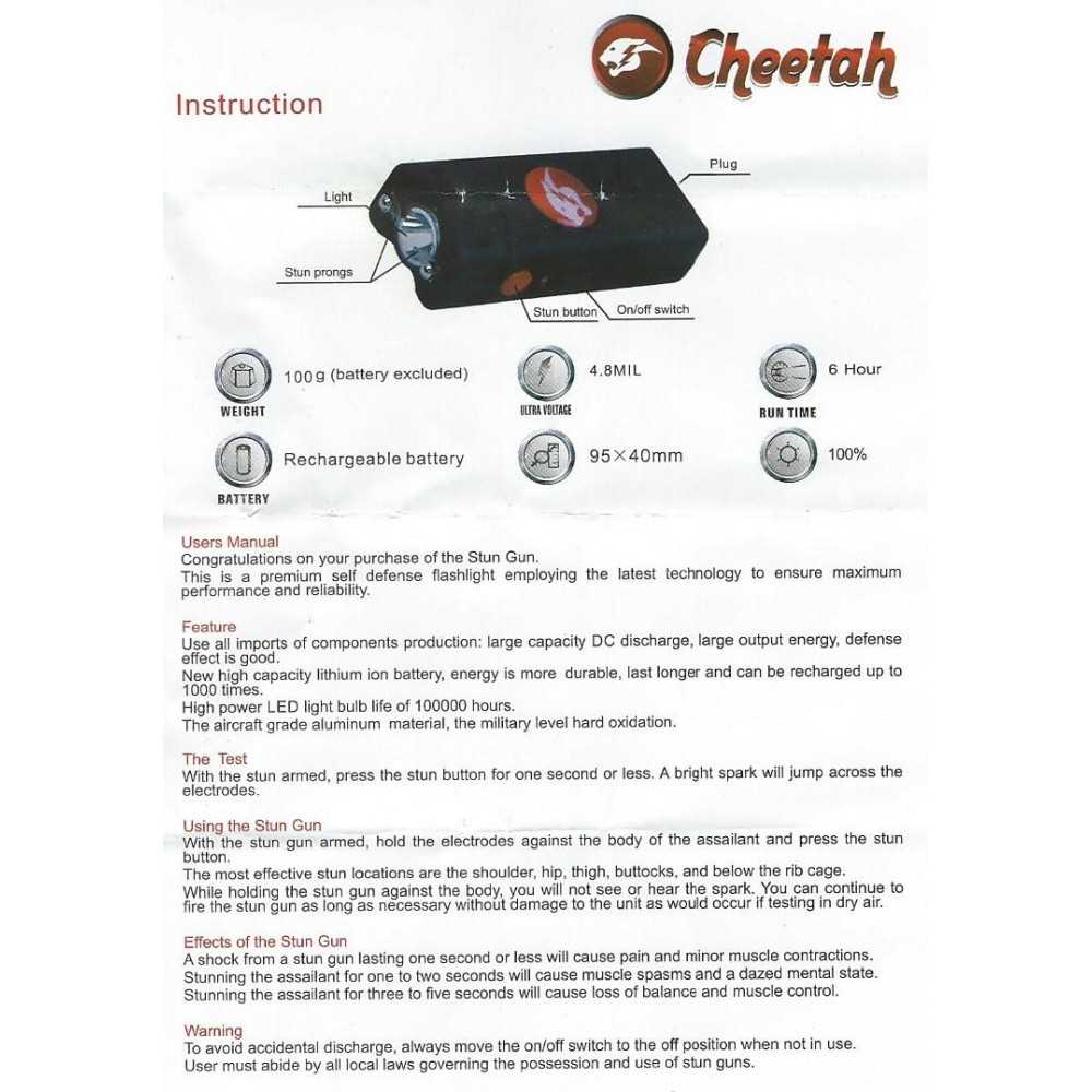 cheetah stun gun instruction manual