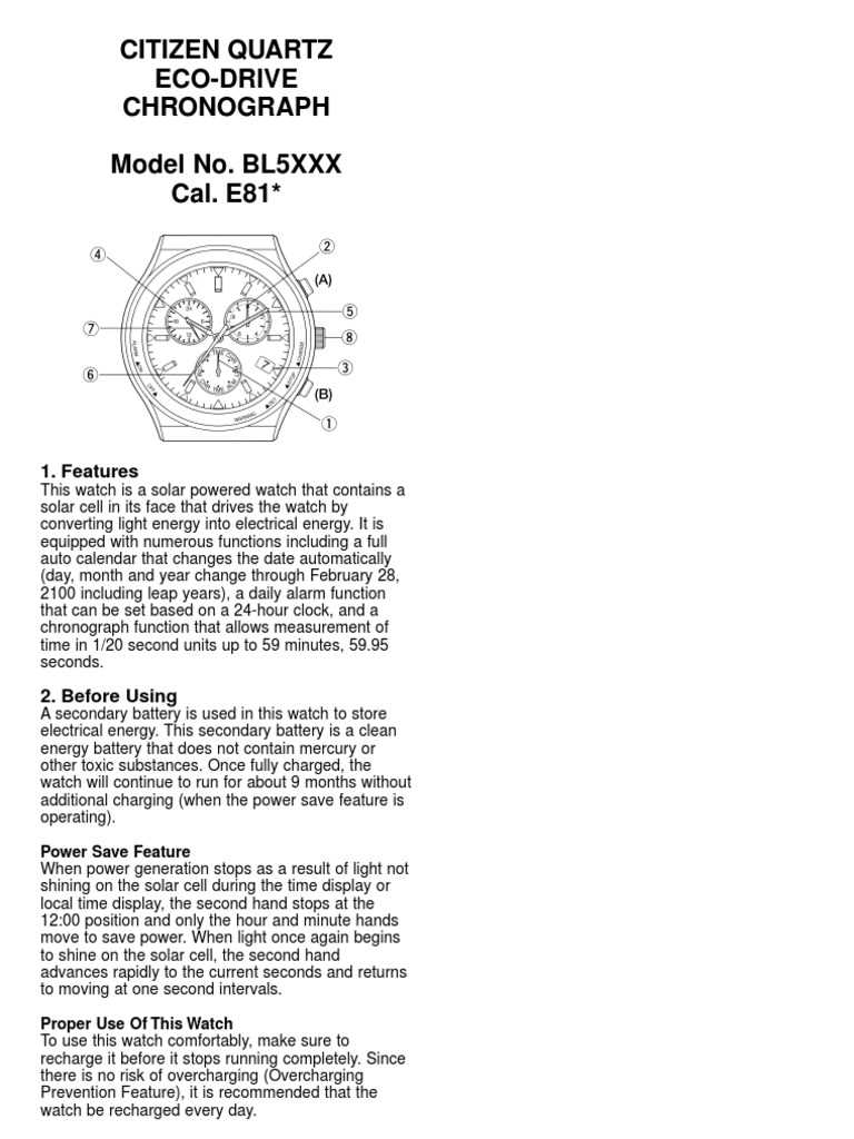 citizen watches instruction manuals