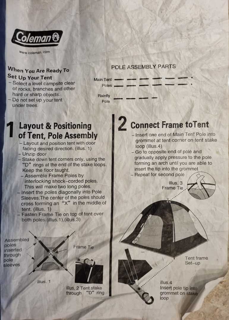 coleman tent instructions manual