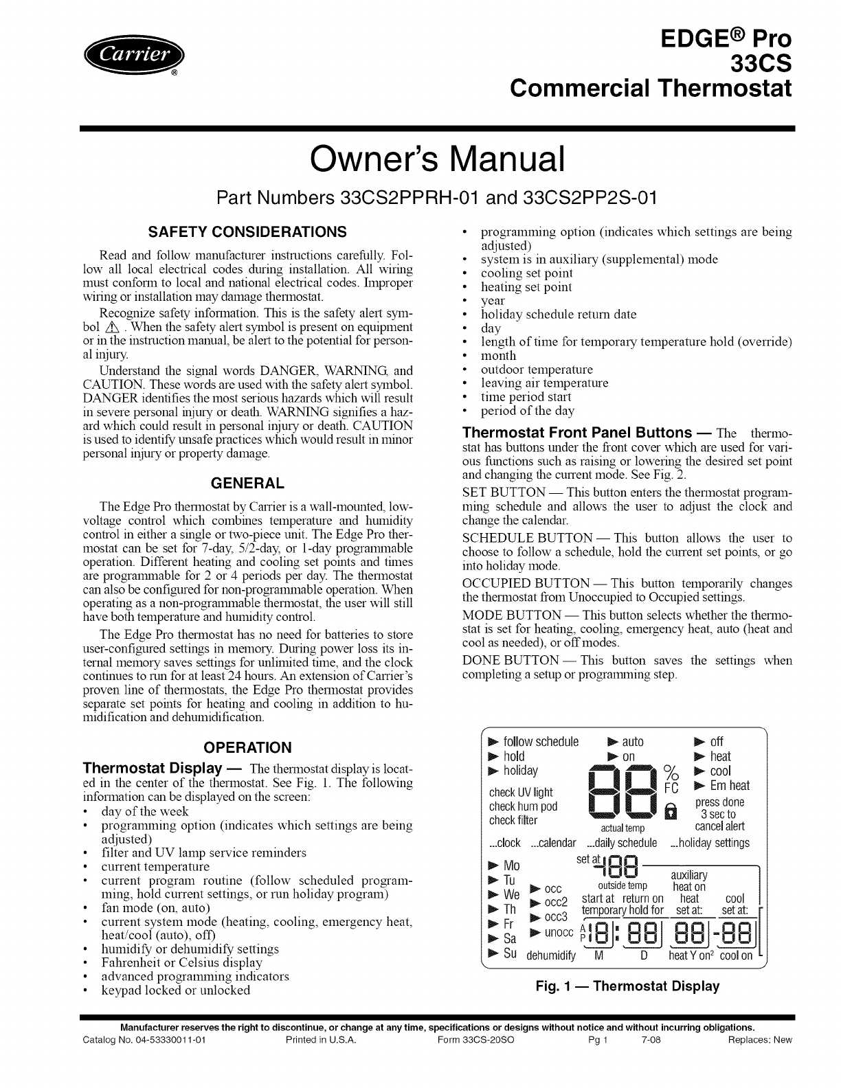 commercial cool instruction manual