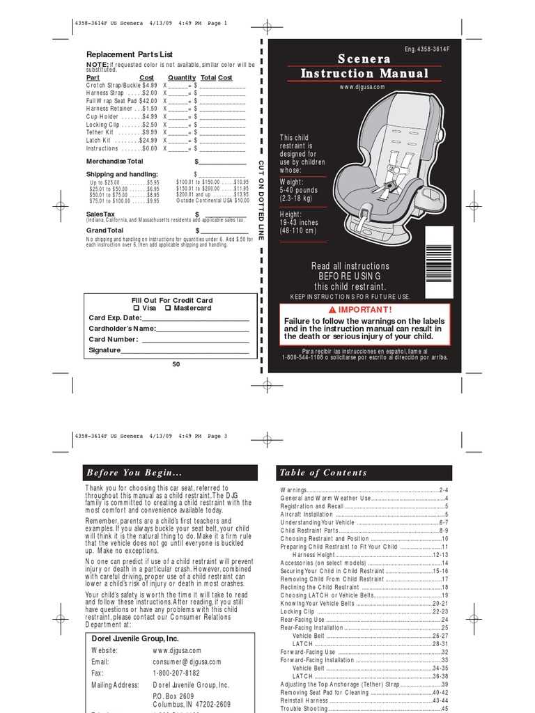 cosco scenera instruction manual