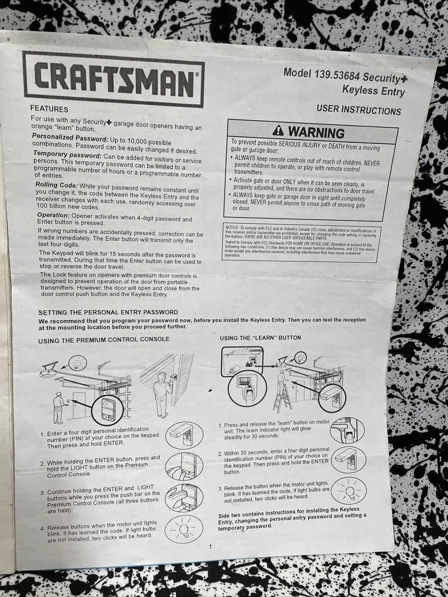 craftsman garage door opener instruction manual