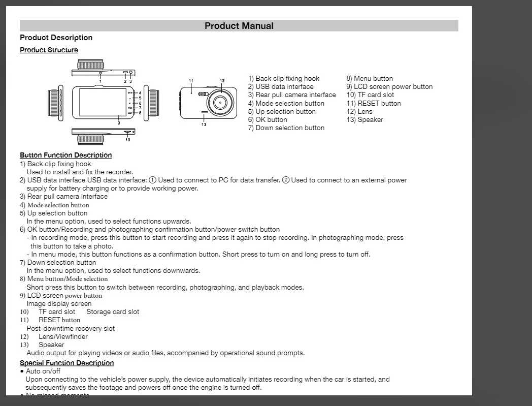 dash cam instruction manual