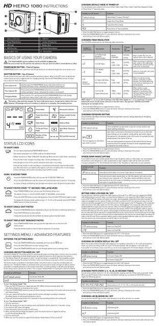 gopro camera instructions manual