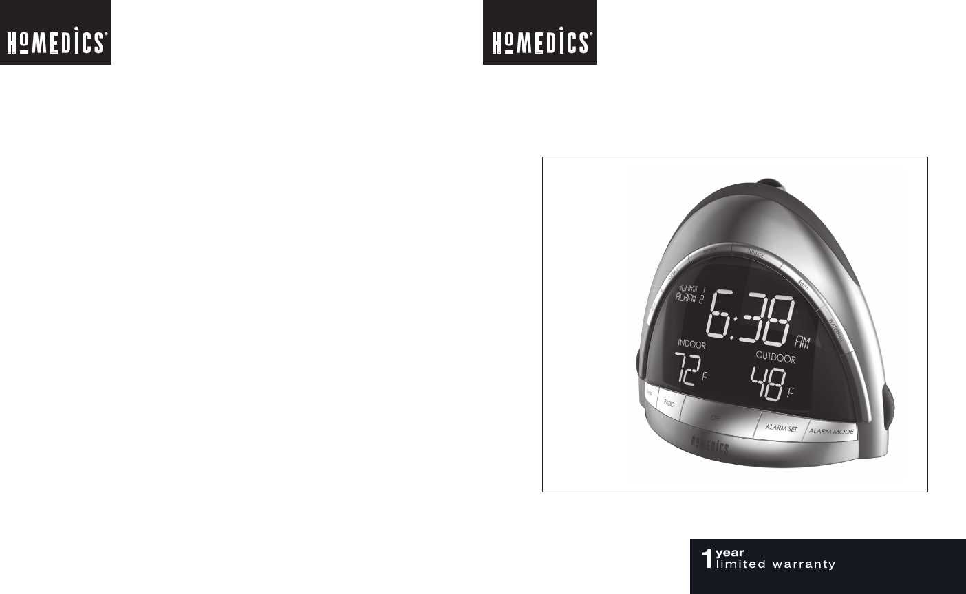 homedics alarm clock instruction manual