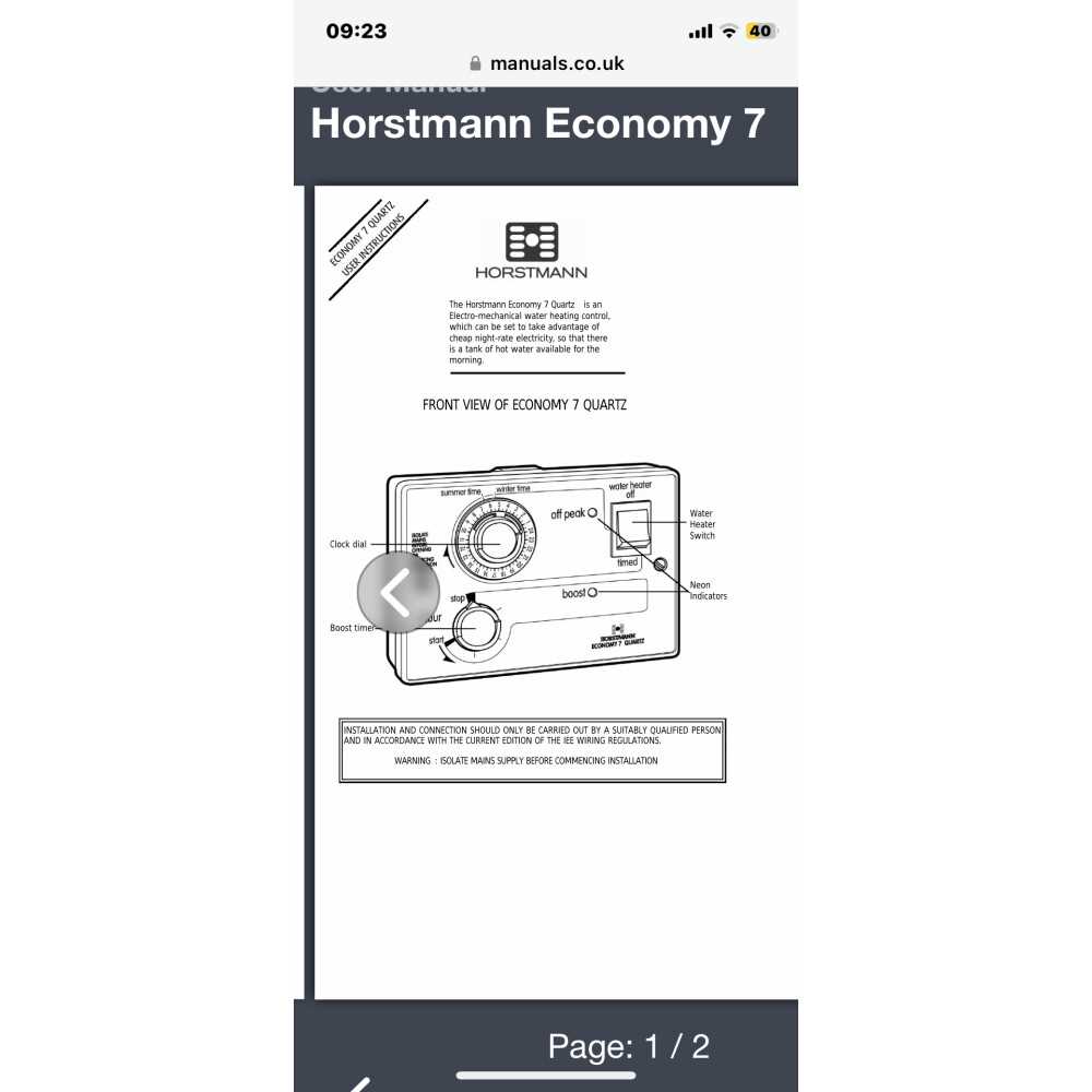 horstmann economy 7 instruction manual