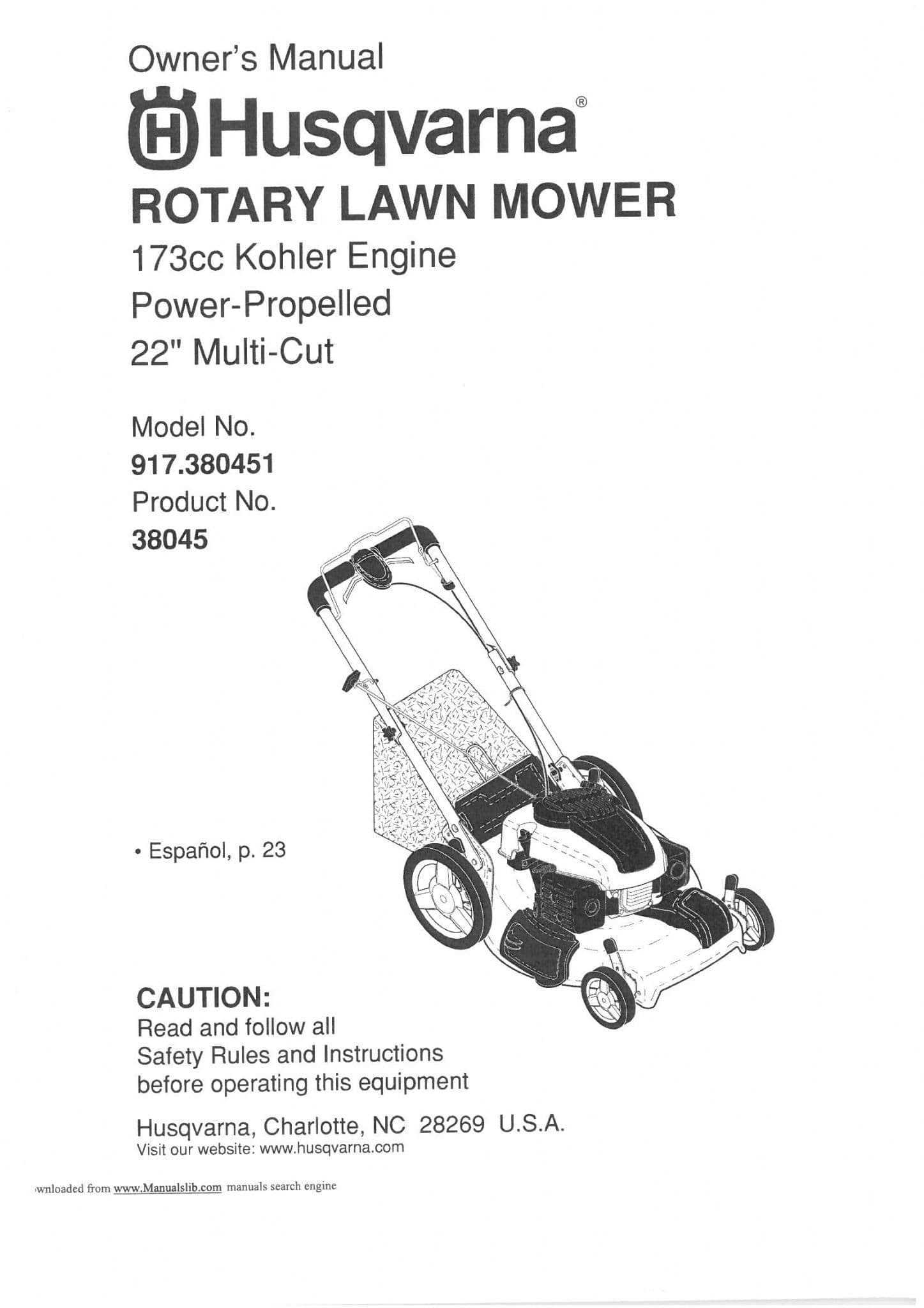 husqvarna lawn mower instruction manual