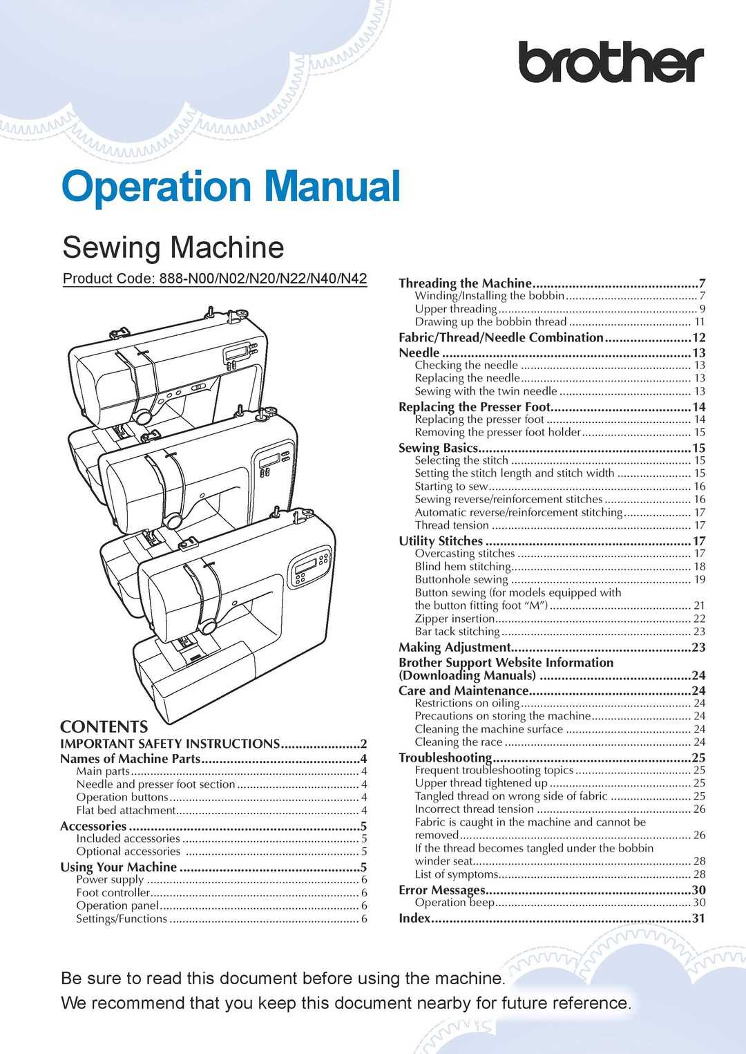 instruction manual for brother sewing machine