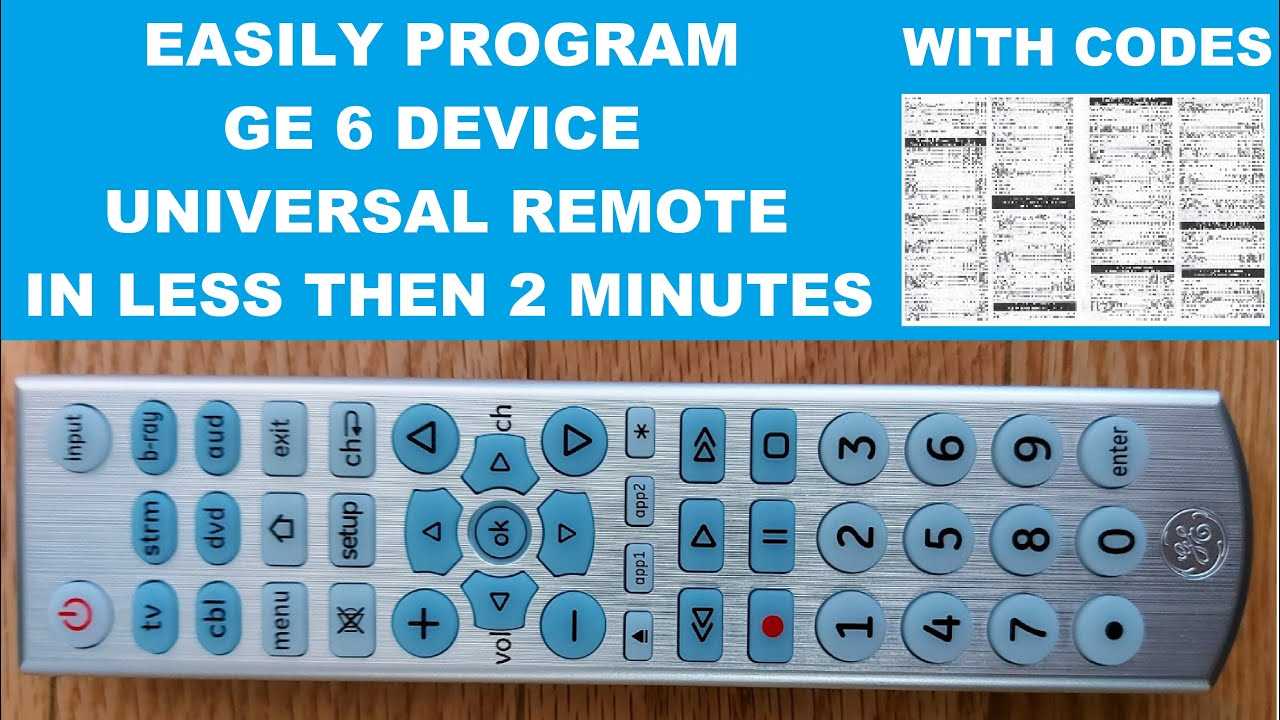 instruction manual ge universal remote codes