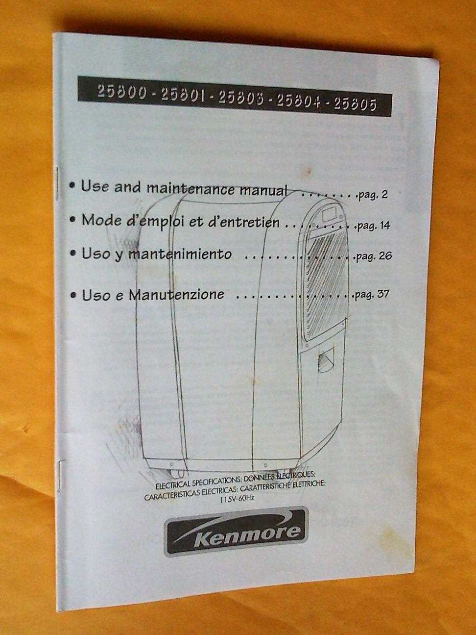 kenmore humidifier instruction manual
