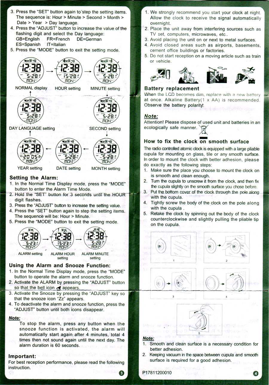 kincaid radio controlled clock instruction manual