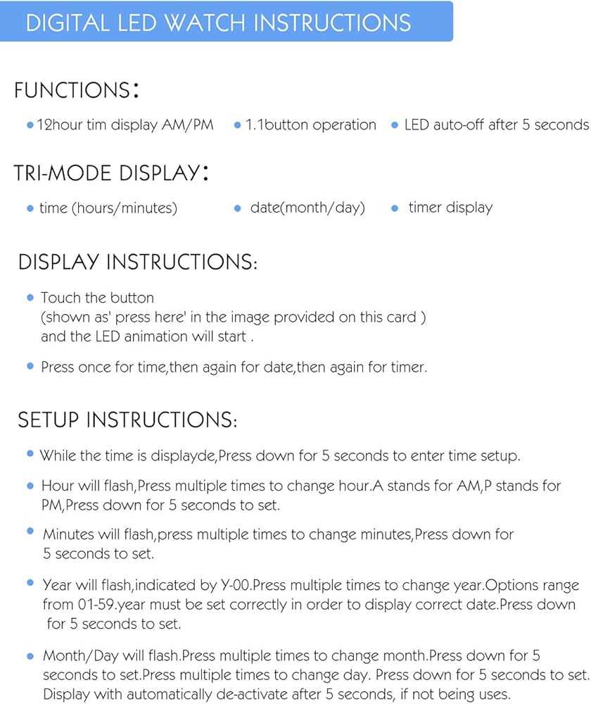 led watch instructions manual