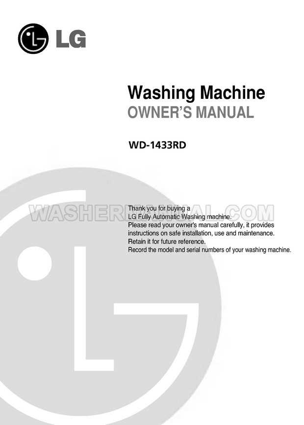 lg front load washer instruction manual