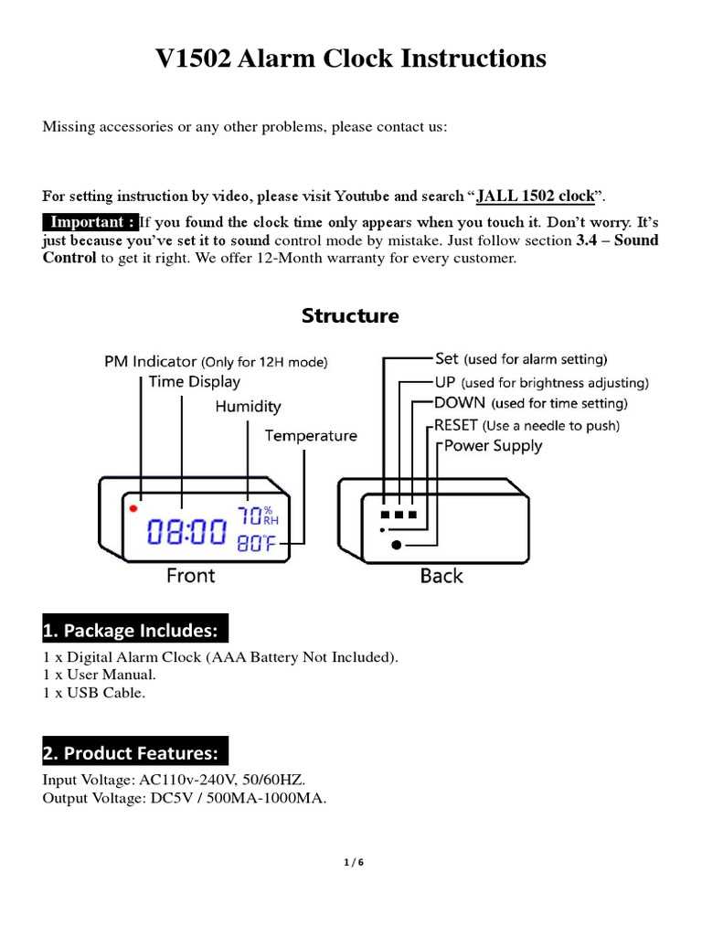 manual capello alarm clock instructions