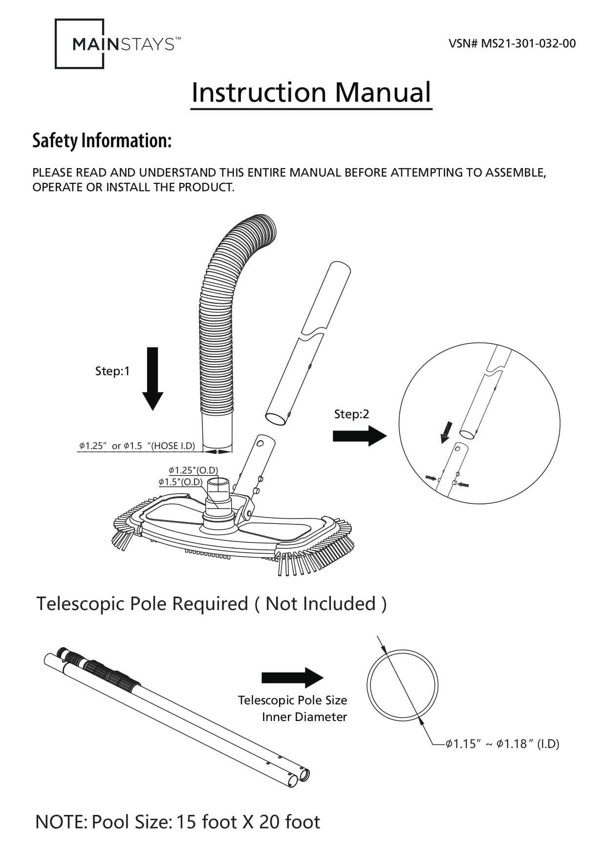 manual pool vacuum instructions