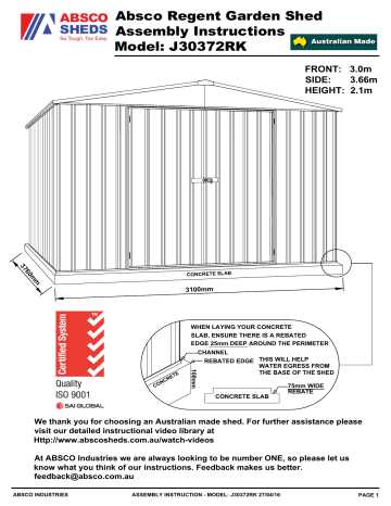 metal shed instruction manual