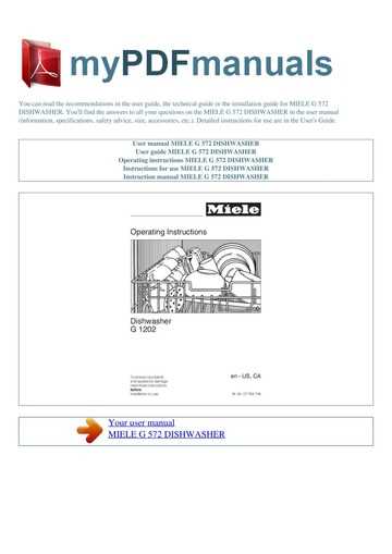 miele dishwasher instruction manual