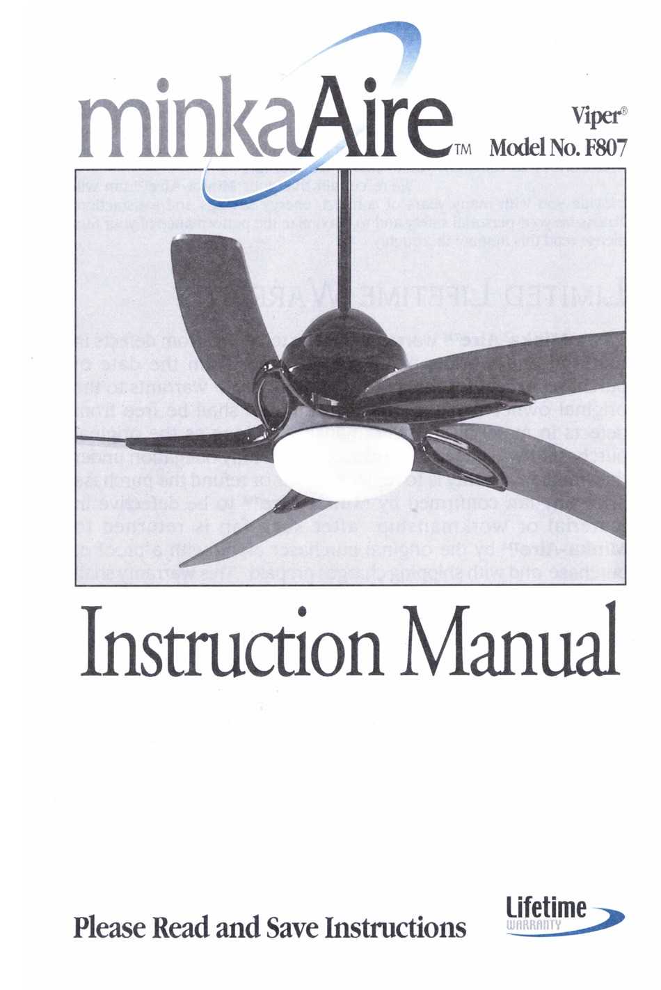 minka ceiling fan instruction manual