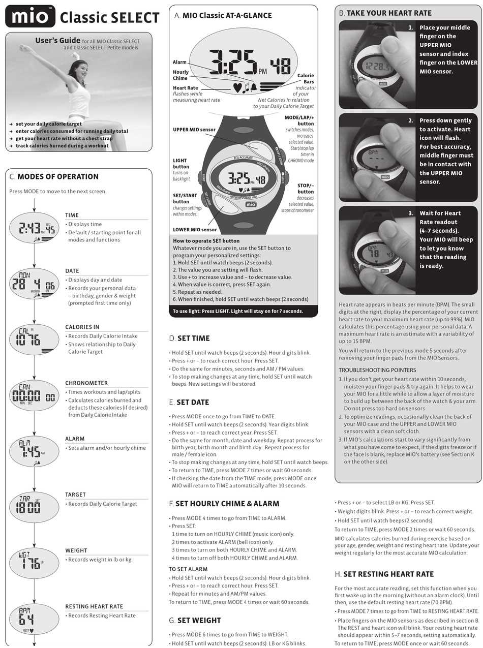 mio watch instruction manual