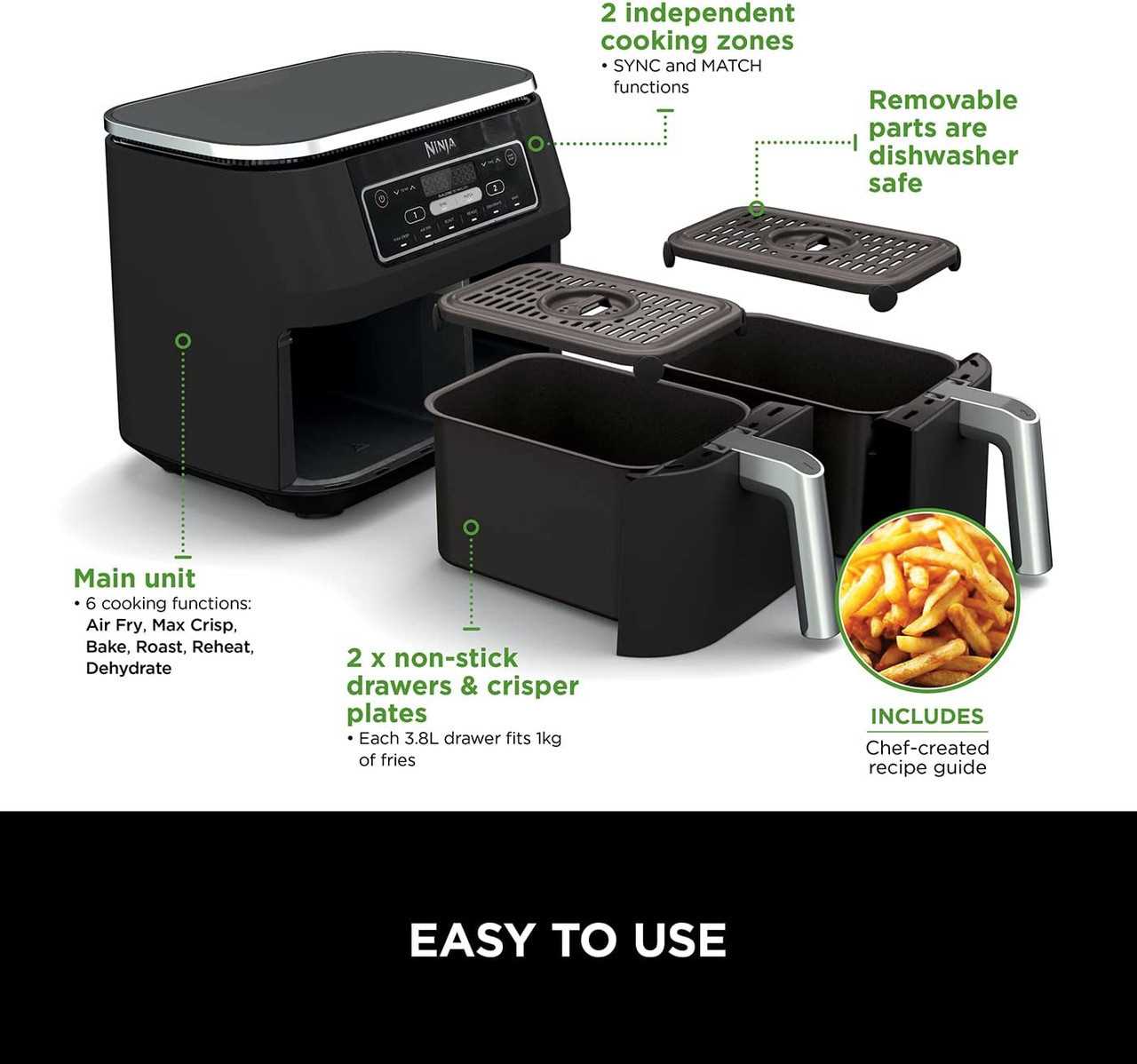 ninja foodi dual zone air fryer instruction manual