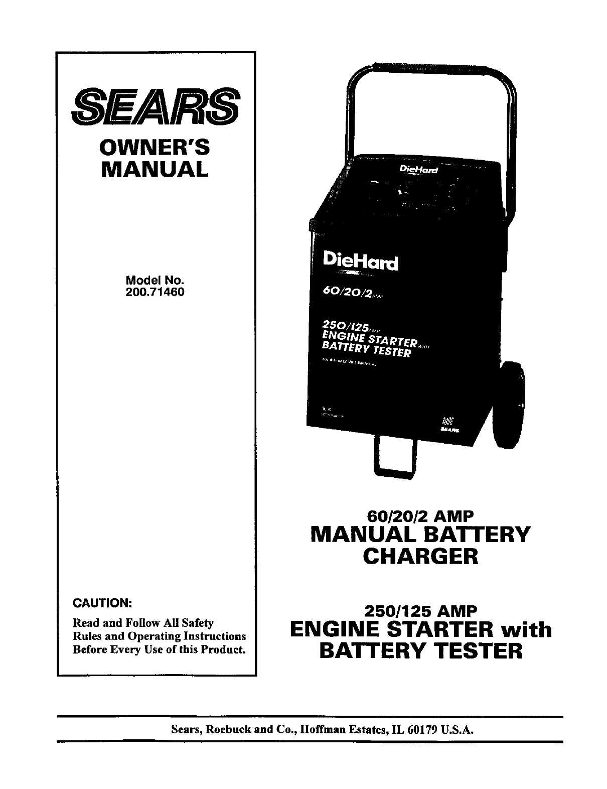 sears manual battery charger instructions