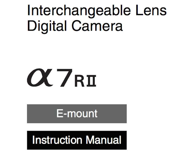 sony a7rii instruction manual