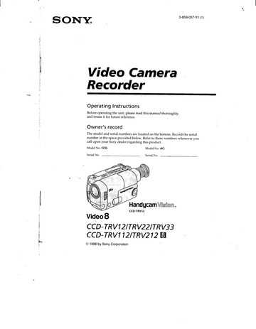 sony handycam video 8 instruction manual