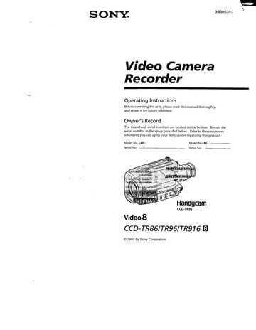 sony handycam video 8 instruction manual