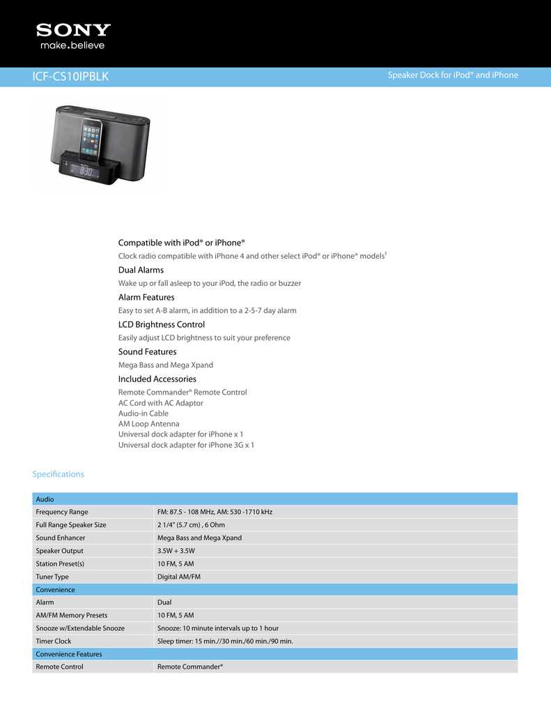 sony ipod docking station instruction manual