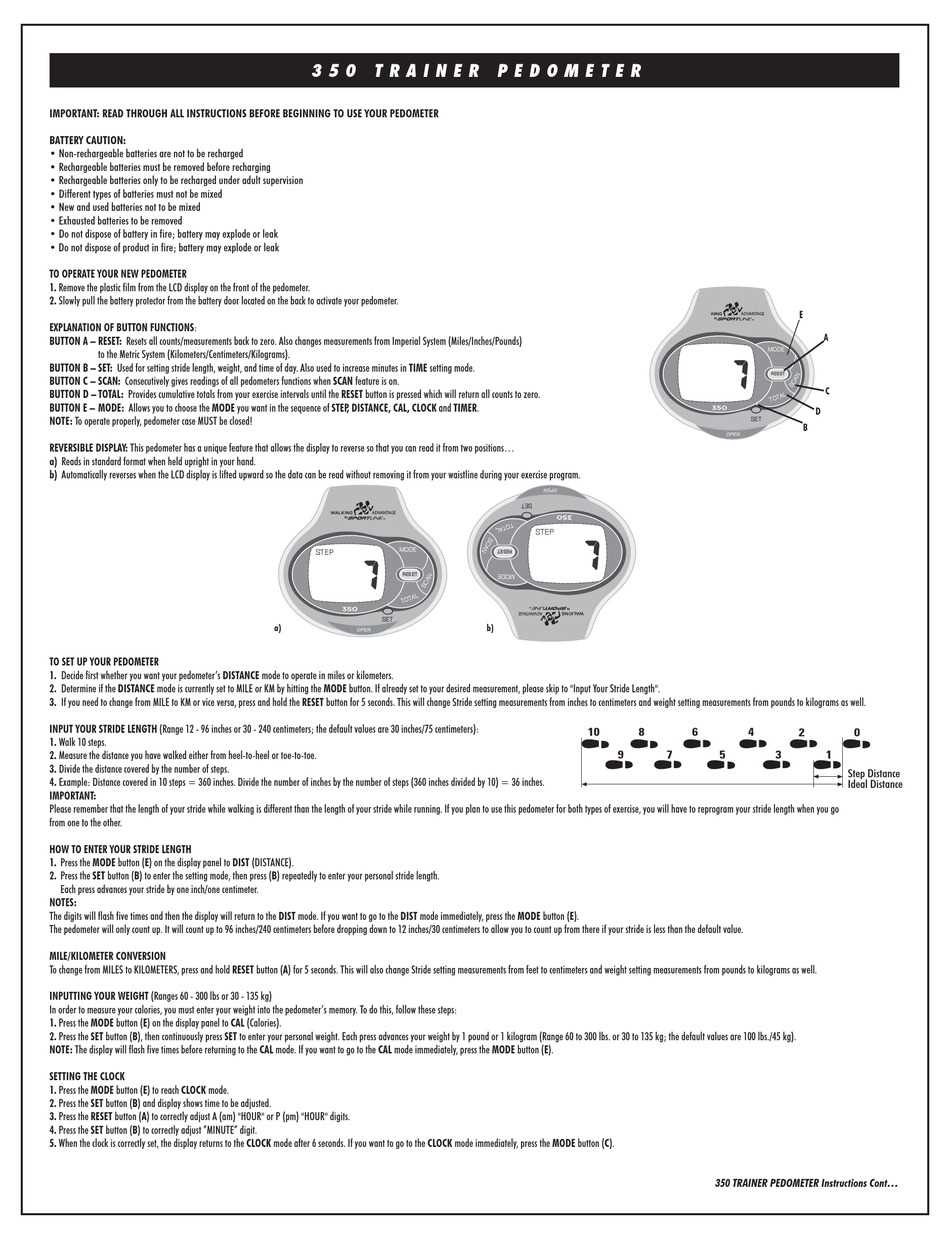 sportline pedometer instruction manual