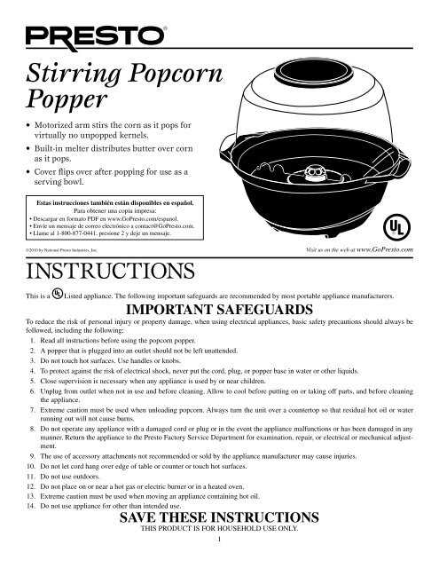 stir crazy popcorn popper instruction manual