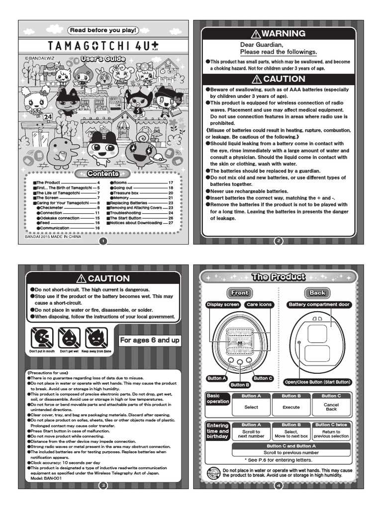 tamagotchi v4 instruction manual