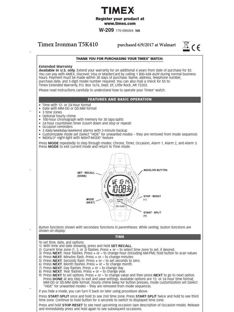 timex ironman triathlon instructions manual