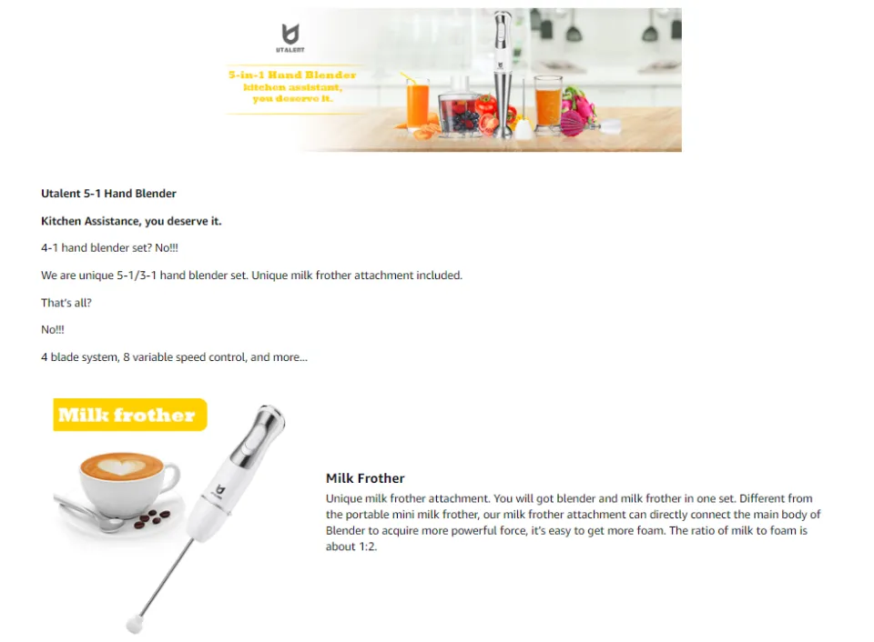 utalent hand blender instruction manual