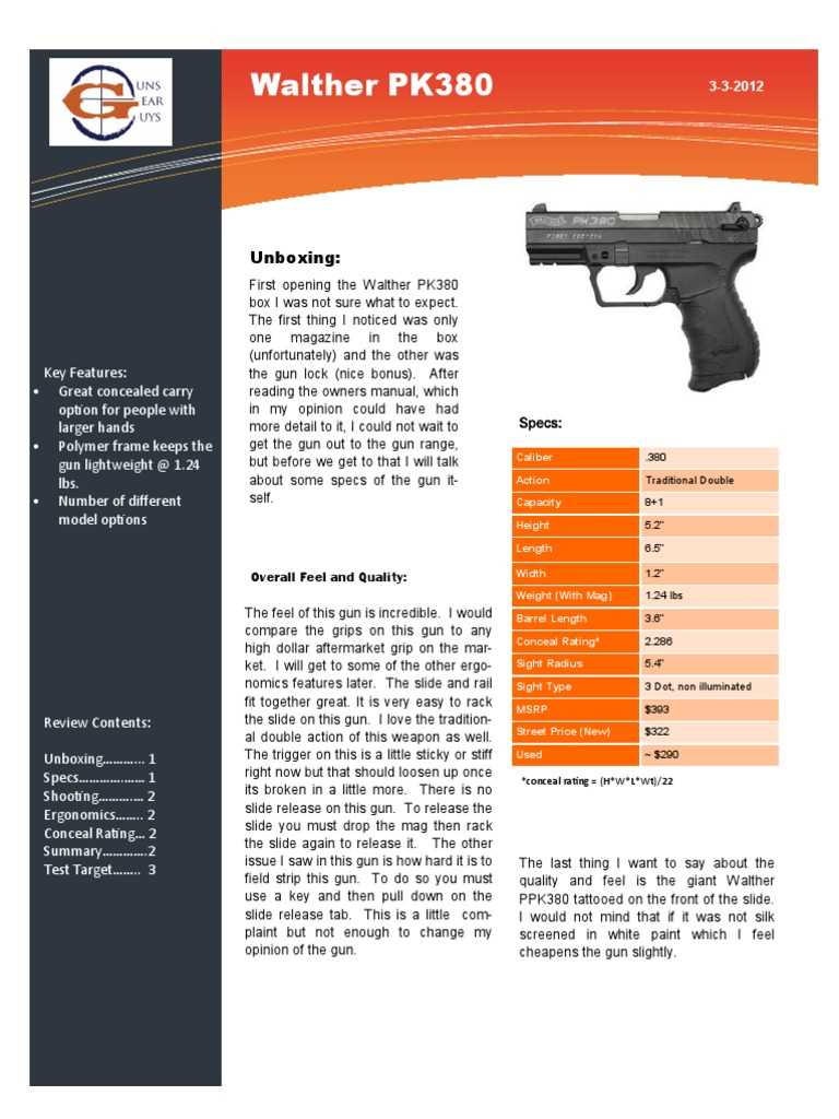 walther pk380 instruction manual