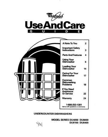 whirlpool dishwasher instruction manual