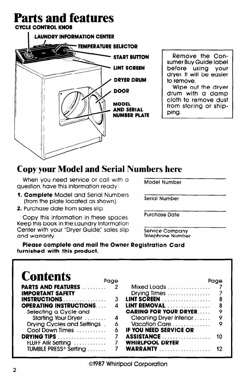 whirlpool duet dryer instruction manual