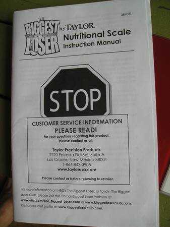 taylor biggest loser scale instruction manual
