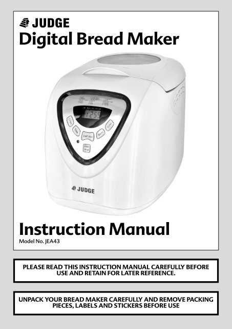 bread machine instruction manual