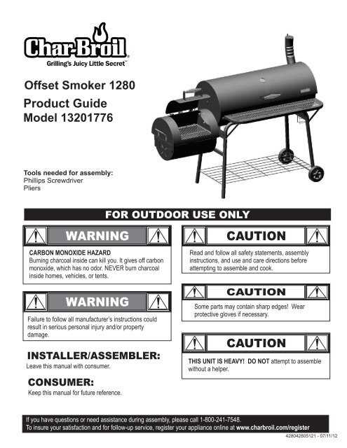 char broil electric smoker instruction manual