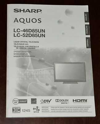 sharp aquos instruction manuals