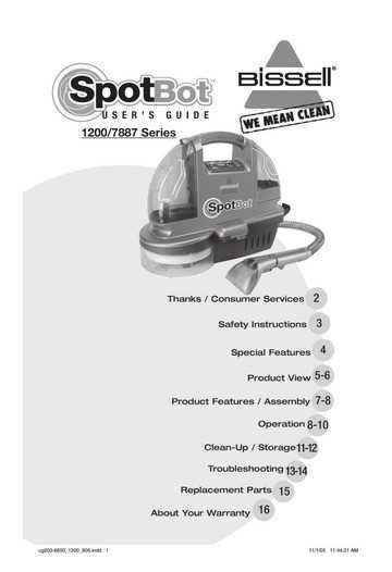 bissell spotlifter 2x instruction manual