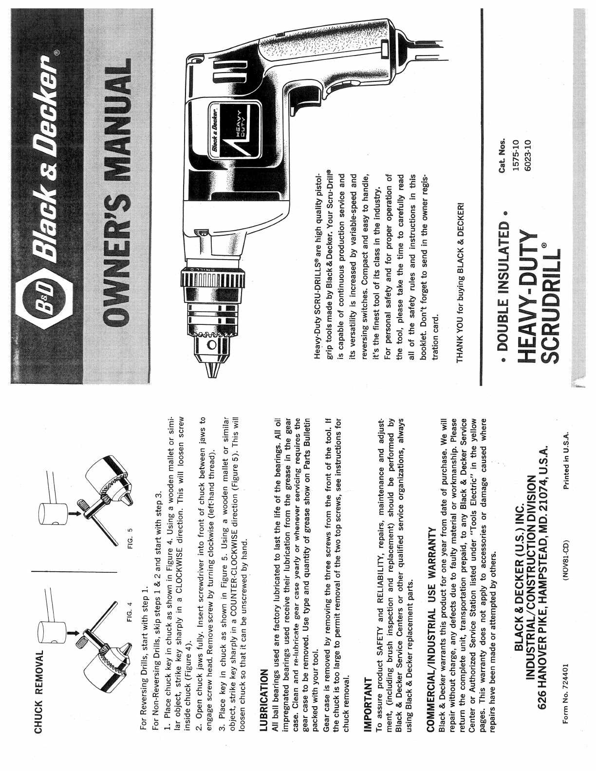 black and decker drill instruction manual