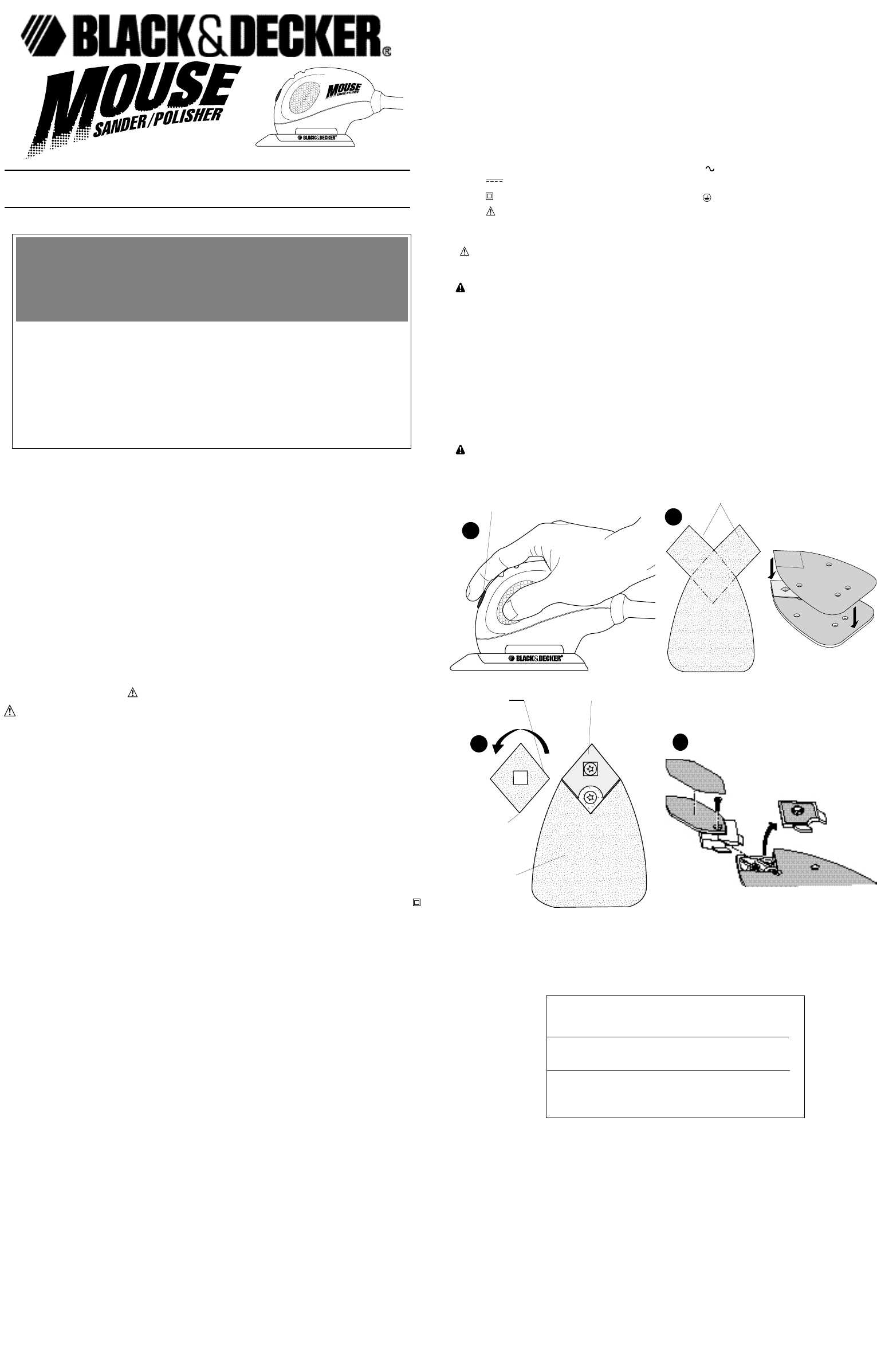 black and decker mouse sander instruction manual